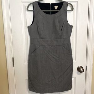 J. Crew Gray Wool Sheath Suiting Dress With Pockets